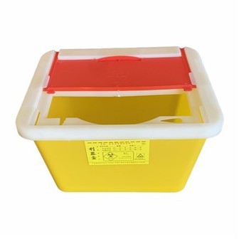 Gele skerpe kontener